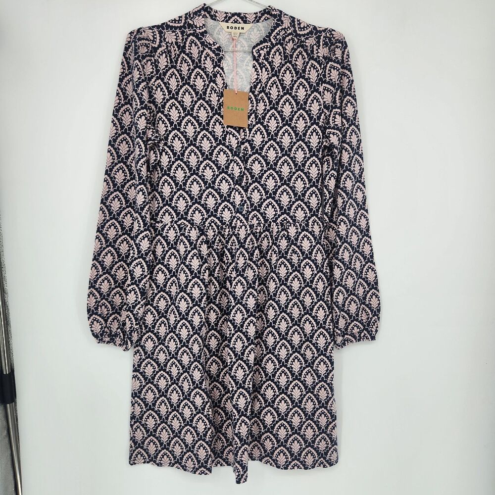 Boden Women's 6R Navy Petal Terrace Amy Short Jersey Dress NWT $110